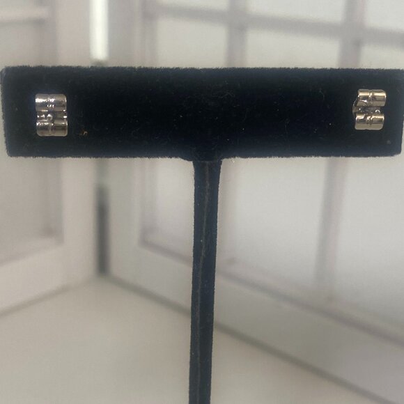 Vintage 80's Native American Turquoise Earrings  with Engraving and Blackening - Picture 3 of 6